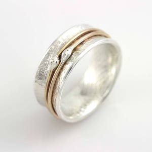 Narrow Orbit Spinner Ring with Cloth Texture, spinner ring, meditation ring, statement ring, fidget ring, spinning ring, sterling silver