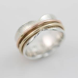 Bodhi Leaf Two Spinner Ring, spinner ring, fidget ring, spinning ring, statement ring, worry ring, meditation ring, silver ring