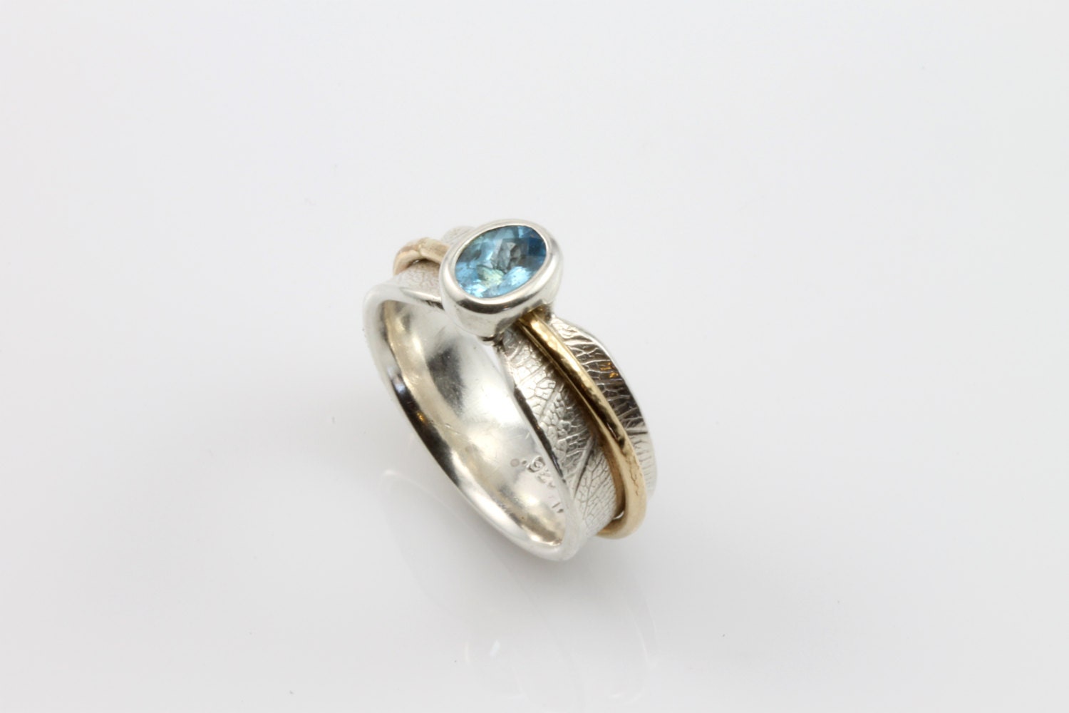 Stone Set Bodhi Leaf Spinner Ring Wedding Band Engagement - Etsy