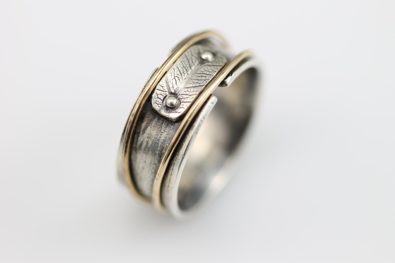 Bridge Ring Mens Ring Wedding Band Silver and Gold Ring - Etsy