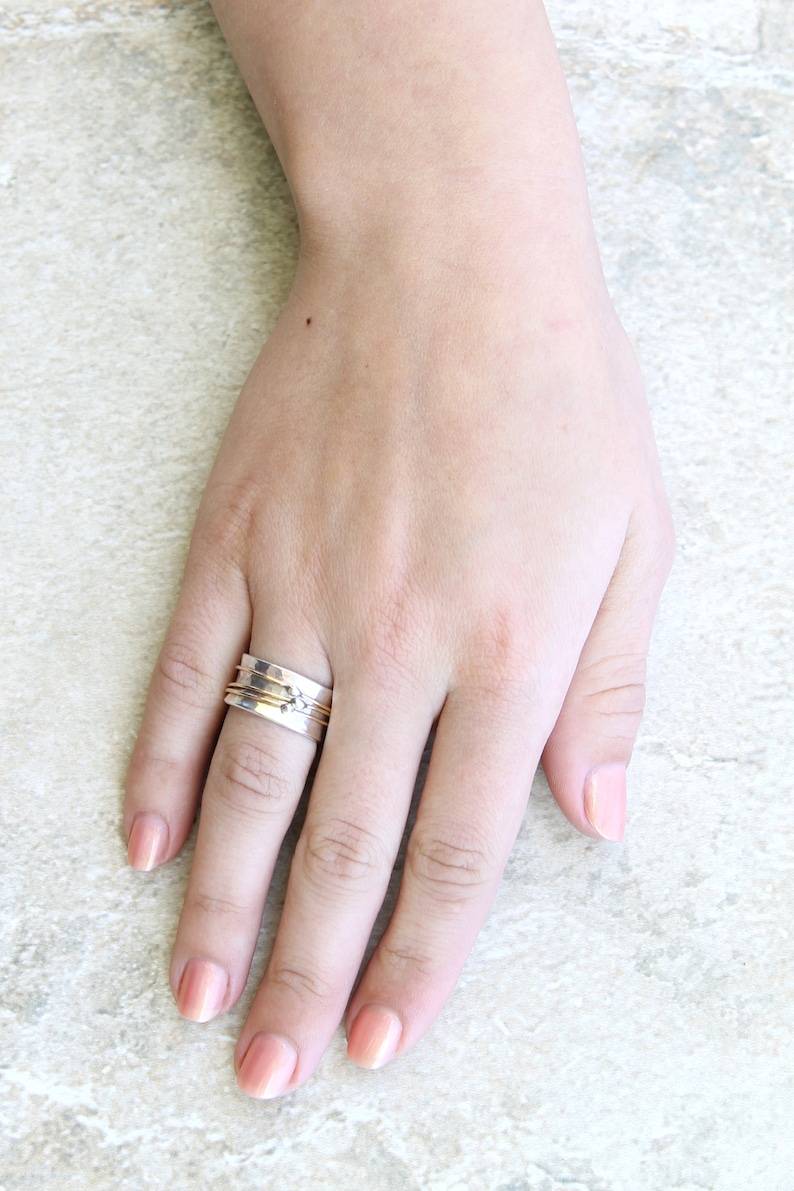 Silver Orbit Spinner Ring for Women | Eco Friendly Argentium Silver 940 | Spinning Ring | Handmade Ring | Meditation Ring | Anxiety Ring image 1