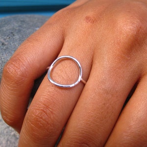 Skinny Circle Ring, circle ring, silver circle ring, minimalist ring, simple cocktail ring, geometric ring, open circle ring, silver ring image 2