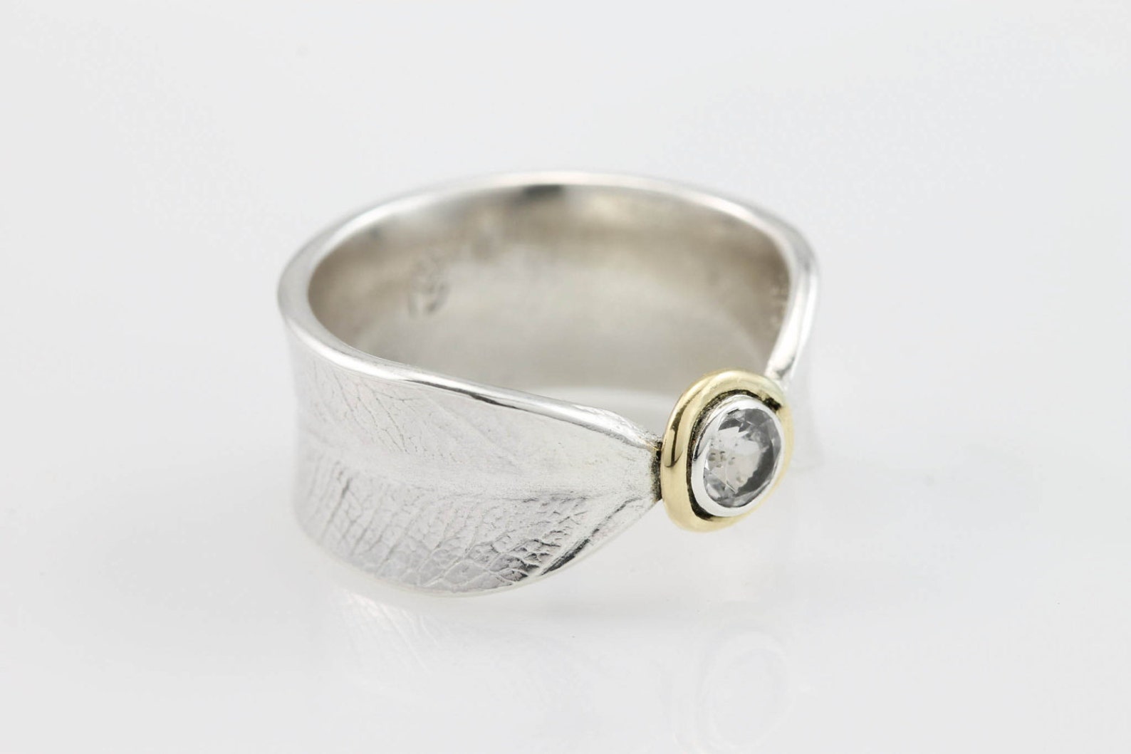 Stone Set Bodhi Leaf Ring Wedding Ring Wedding Band Silver - Etsy