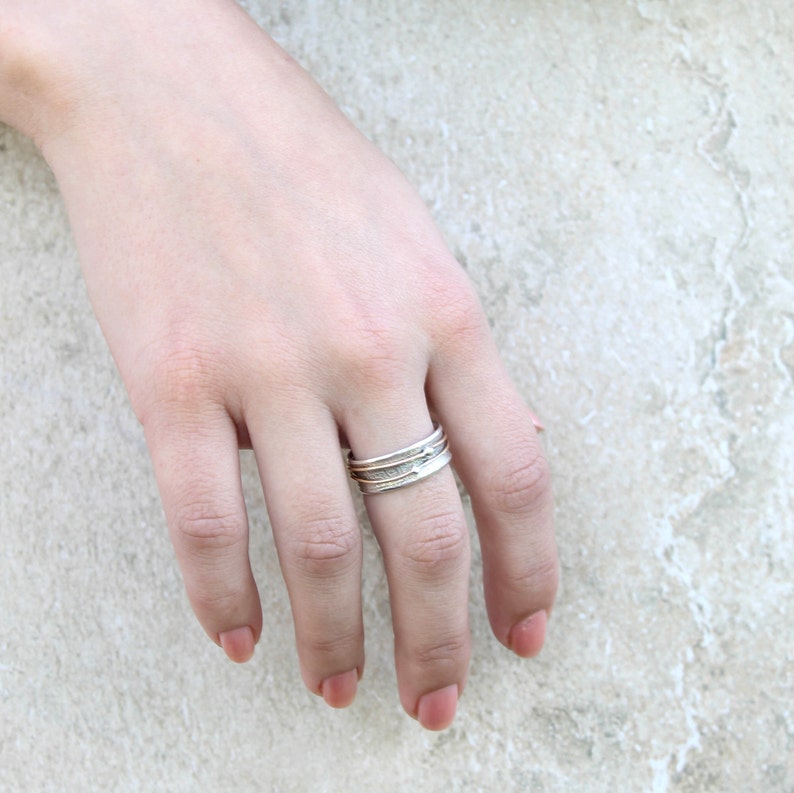 Narrow Orbit Spinner Ring with Hammered Texture, spinner ring, meditation ring, statement ring, fidget ring, spinning ring, sterling silver image 2