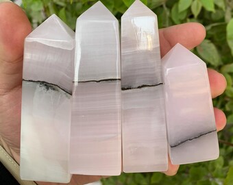 Best Quality UV-Reactive Pink Mangano Calcite Tower, Pink Calcite Obelisk, Calcite Tower, Pink Calcite Obelisk, Pink Calcite Tower
