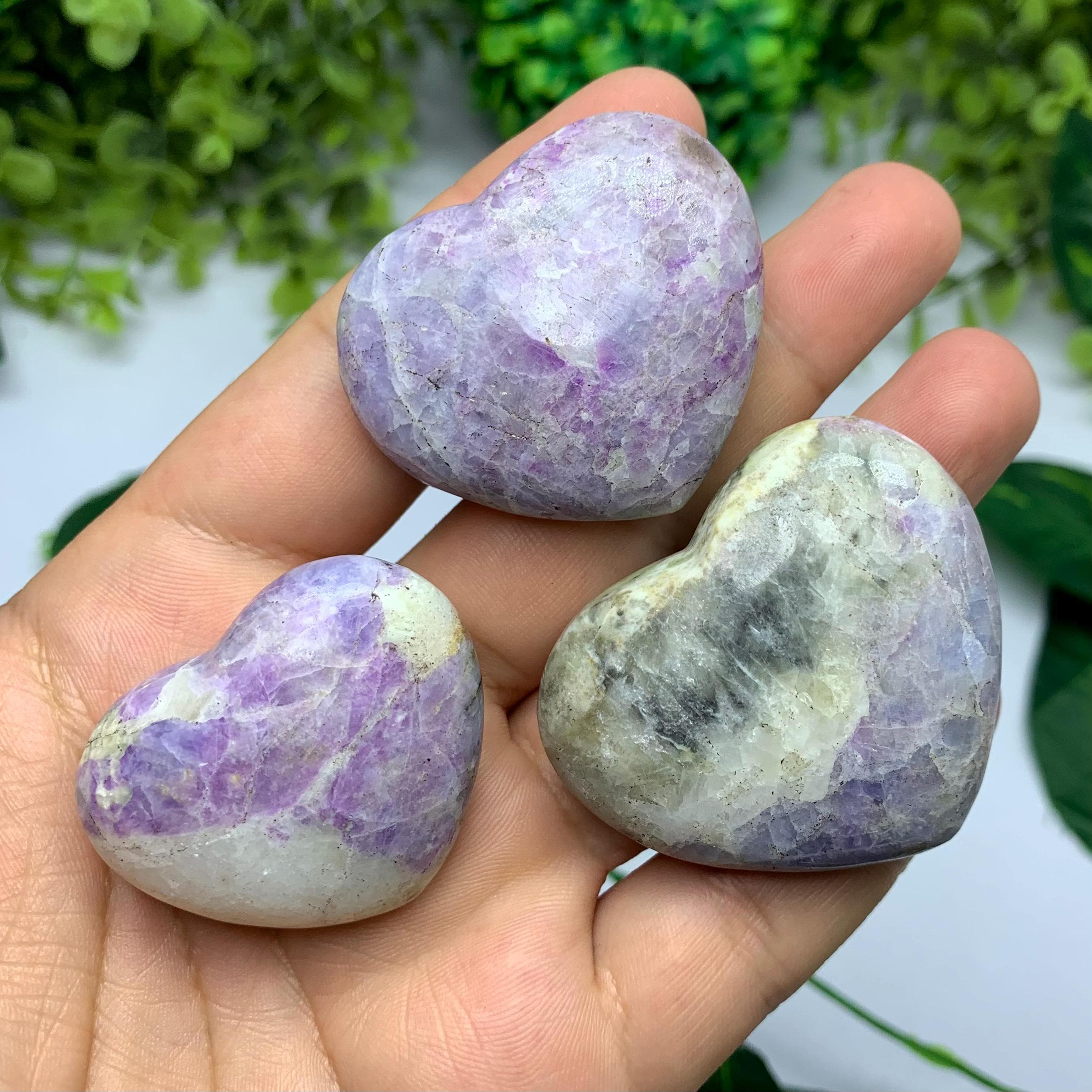 3個の美しいUV反応性ハックマナイトハートストーン、ハックマナイト