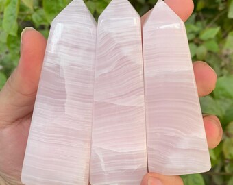Beautiful UV-Reactive Pink Mangano Calcite Tower, Pink Calcite Obelisk, Calcite Tower, Pink Calcite Obelisk, Pink Calcite Tower, Calcite