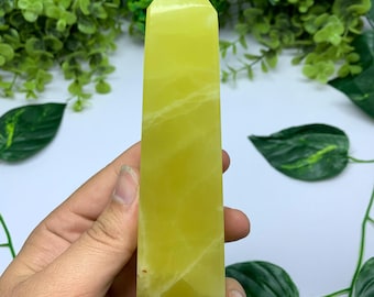 390g Best Quality Lemon Calcite Tower, Lemon Calcite Stone Tower, Lemon Calcite Polished Tower, Calcite, Lemon Calcite, Lemon Calcite Tower
