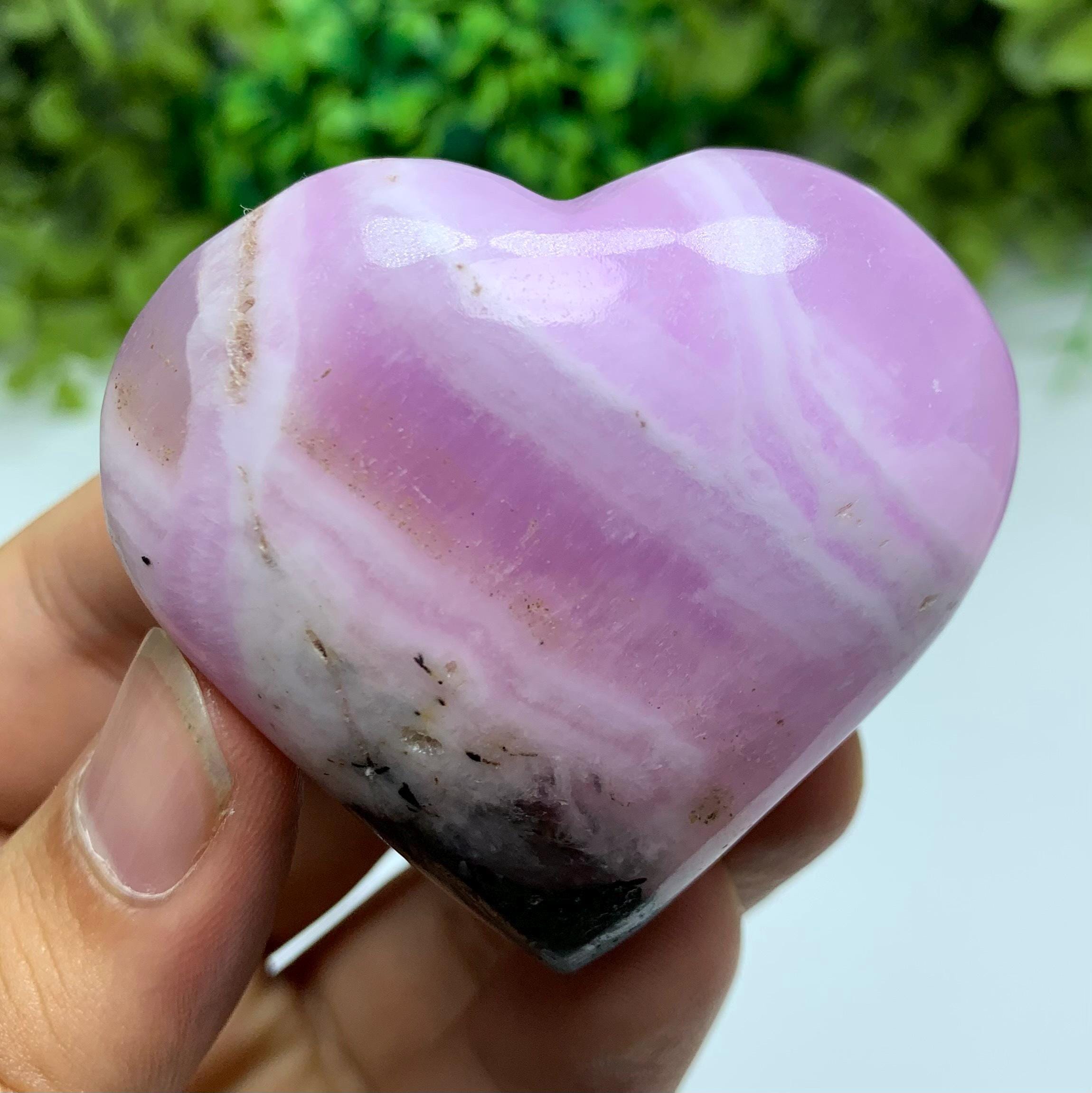 100g 最高品質のピンクアラゴナイトハートストーン、ピンク