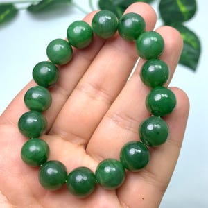 AAA Best Quality Green Nephrite Jade Bracelet, Nephrite Beads Bracelet, Green Nephrite Jade Bracelet, Nephrite Jade, Jade Bracelet, Jade