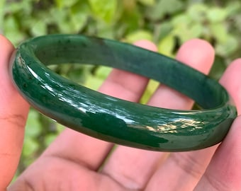 59 mm バイカラー グリーンネフライト Cui Qing 翠青 バングル 中国