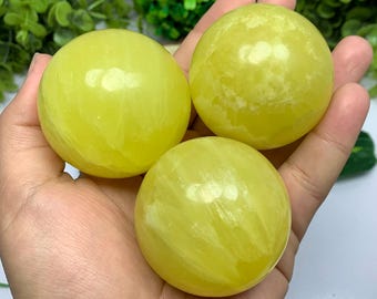 Beautiful Yellow Lemon Calcite Sphere, Lemon Calcite Sphere, Lemon Calcite Ball, Lemon Calcite Stone Ball, Yellow Lemon Calcite, Calcite