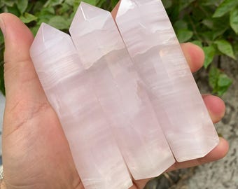 Beautiful UV-Reactive Pink Calcite Tower, Pink Calcite Obelisk, Calcite Tower, Pink Calcite Obelisk, Pink Calcite Tower, Pink Calcite Points