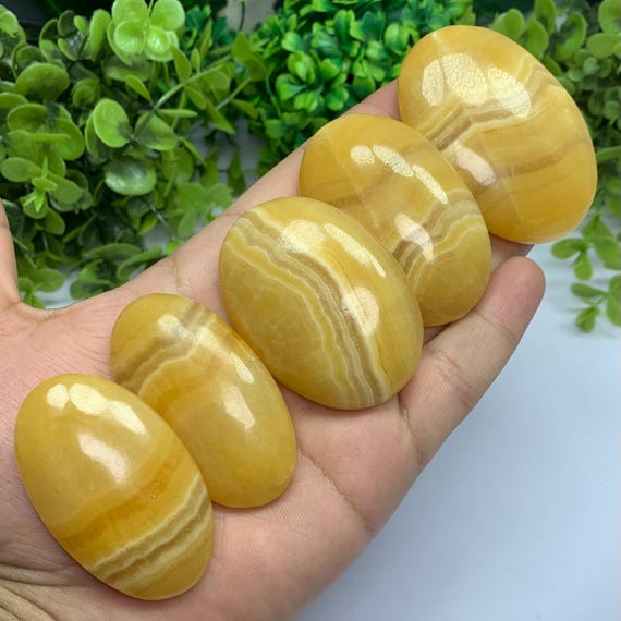 美しい最高品質のオレンジ方解石パームストーン、オレンジ方解石パーム