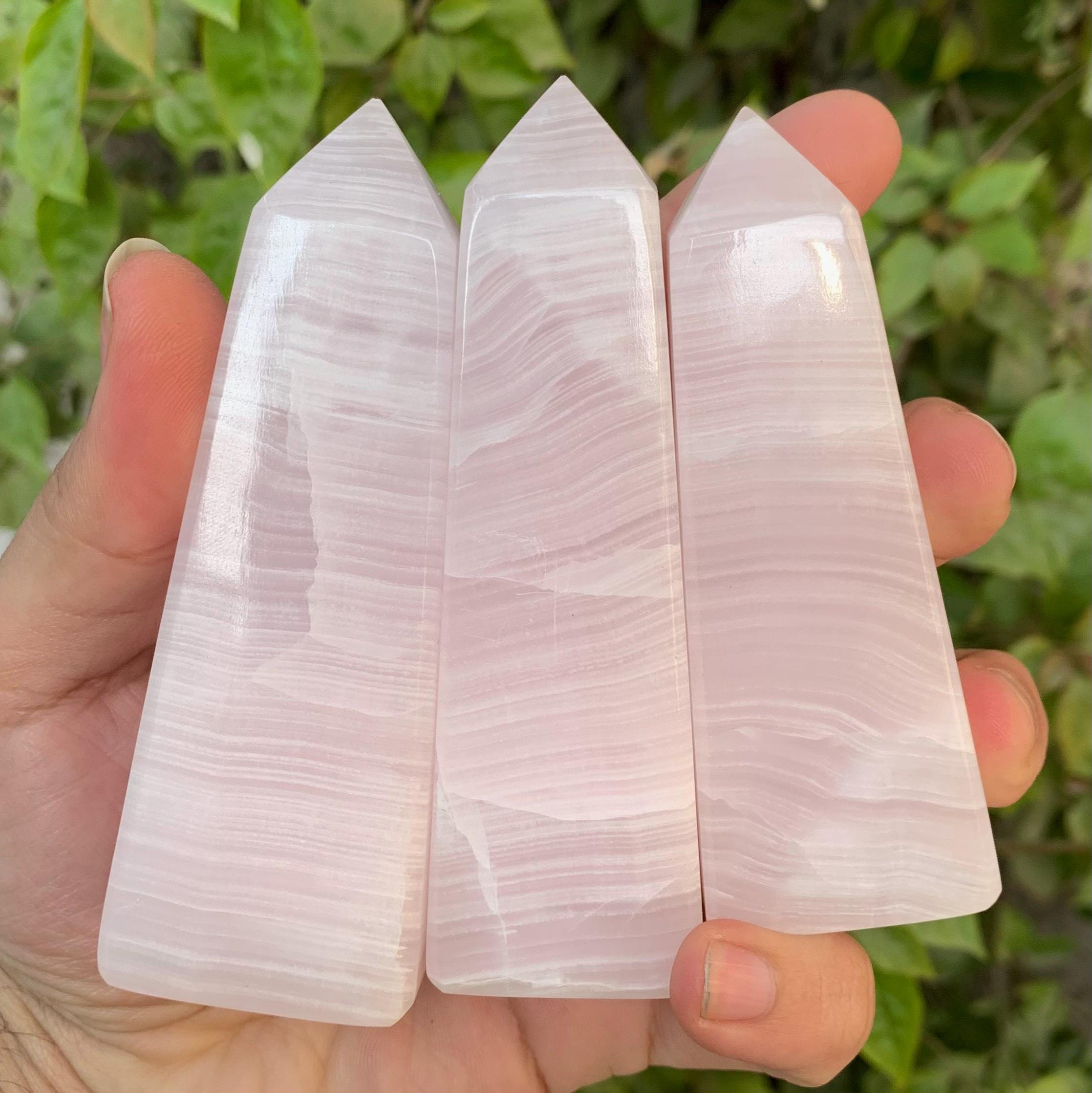 Beautiful Uv-reactive Pink Mangano Calcite Tower, Pink Calcite