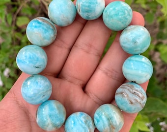 125g Best Quality Aragonite Calcite Beads Bracelet, Aragonite Bracelets, Blue Aragonite Bracelet, Blue Calcite Bracelet, Calcite Bracelets