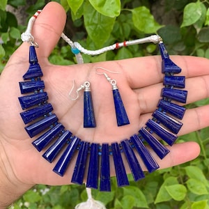 AAA Quality Lapis Lazuli Necklace With Earrings, Lapis Necklace, Lapis Lazuli Necklace, Lapis Jewelry, Lapis Stone, Lapis Stone Necklace