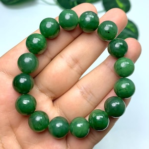 AAA Quality Parrot Green Nephrite Jade Bracelet, Nephrite Beads Bracelet, Green Nephrite Jade Bracelet, Nephrite Jade, Jade Bracelet, Jade