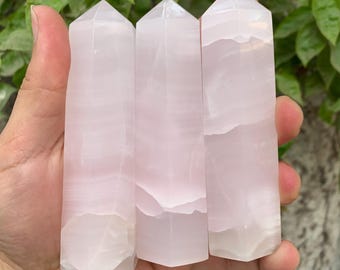 Beautiful UV-Reactive Pink Calcite Tower, Pink Calcite Obelisk, Calcite Tower, Pink Calcite Obelisk, Pink Calcite Tower, Pink Calcite Points
