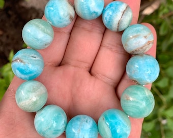 105g Best Quality Aragonite Calcite Beads Bracelet, Aragonite Bracelets, Blue Aragonite Bracelet, Blue Calcite Bracelet, Calcite Bracelets