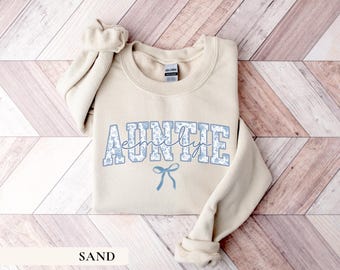 Sweat-shirt personnalisé pour tante, T-shirt rétro personnalisé avec le nom de tante, T-shirt à motif floral chinoiserie, Cadeau pour une nouvelle tante, Pull pour tante cool