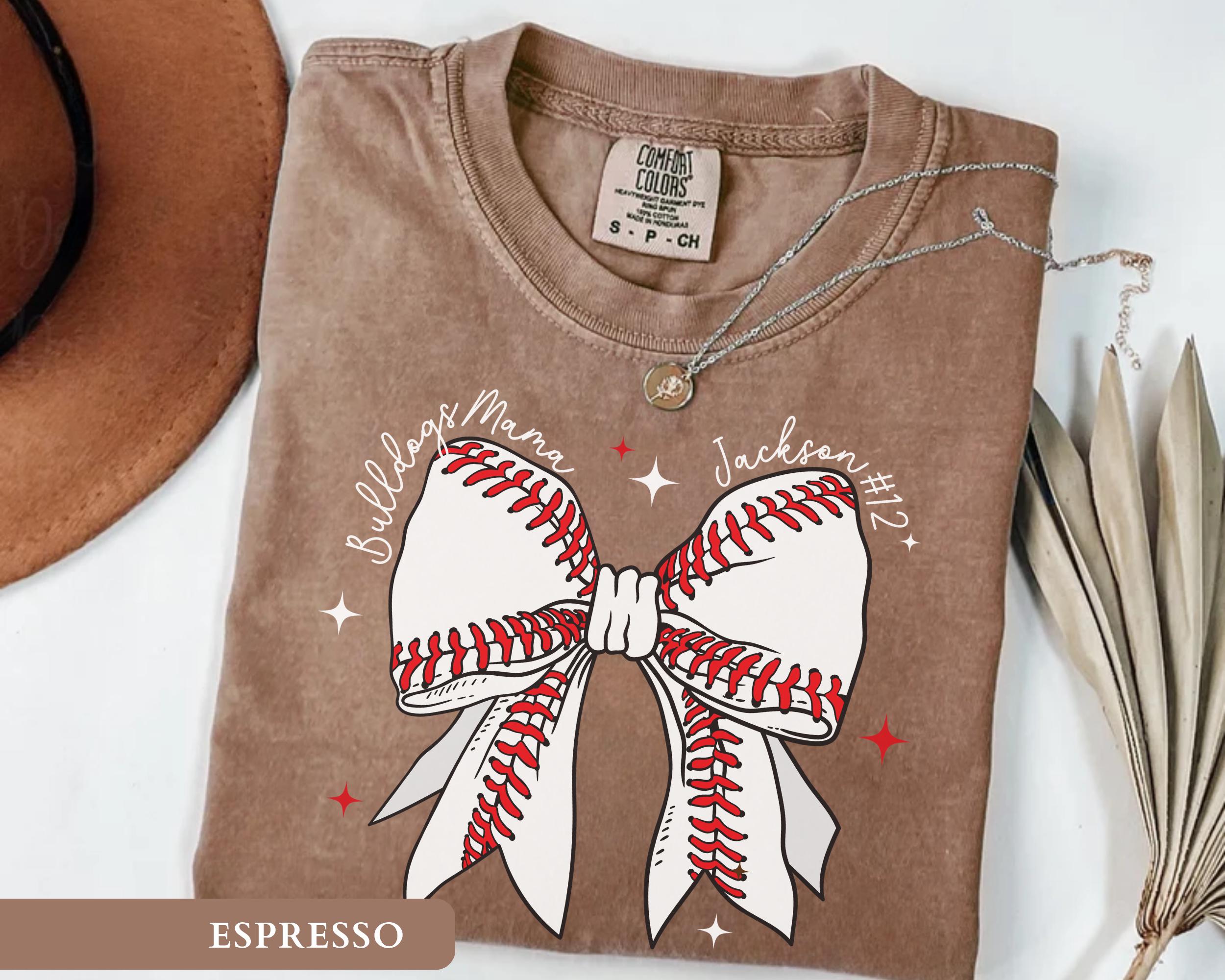 Custom Baseball Mom Shirt Personalized Coquette Baseball Bow Tee Custom Team Name Tshirts Game Day Outfit Trendy Women's Baseball Shirts