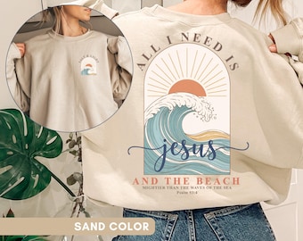 Retro Christian Beach Sweatshirt Sunset Summer Shirt Coastal Faith Apparel Gift Vintage Beach Shirt Coastal Aesthetic Outfit Faith Christian