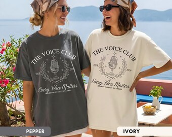 The Voice Club Shirt SLP Speech Pathologist Tee Every Voice Matters Top Vintage Microphone Speech Therapy Squad Graphic Gift For Women