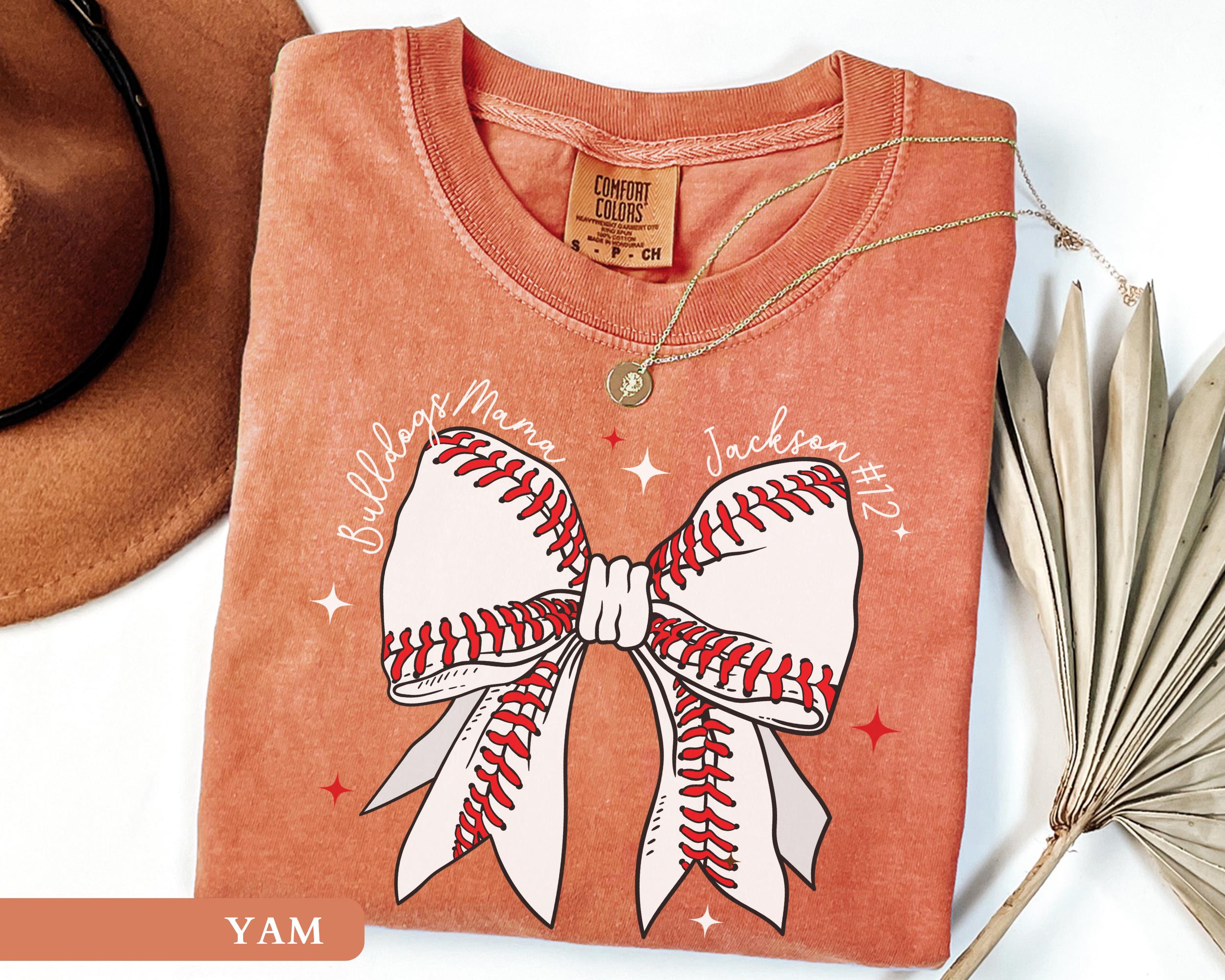 Custom Baseball Mom Shirt Personalized Coquette Baseball Bow Tee Custom Team Name Tshirts Game Day Outfit Trendy Women's Baseball Shirts