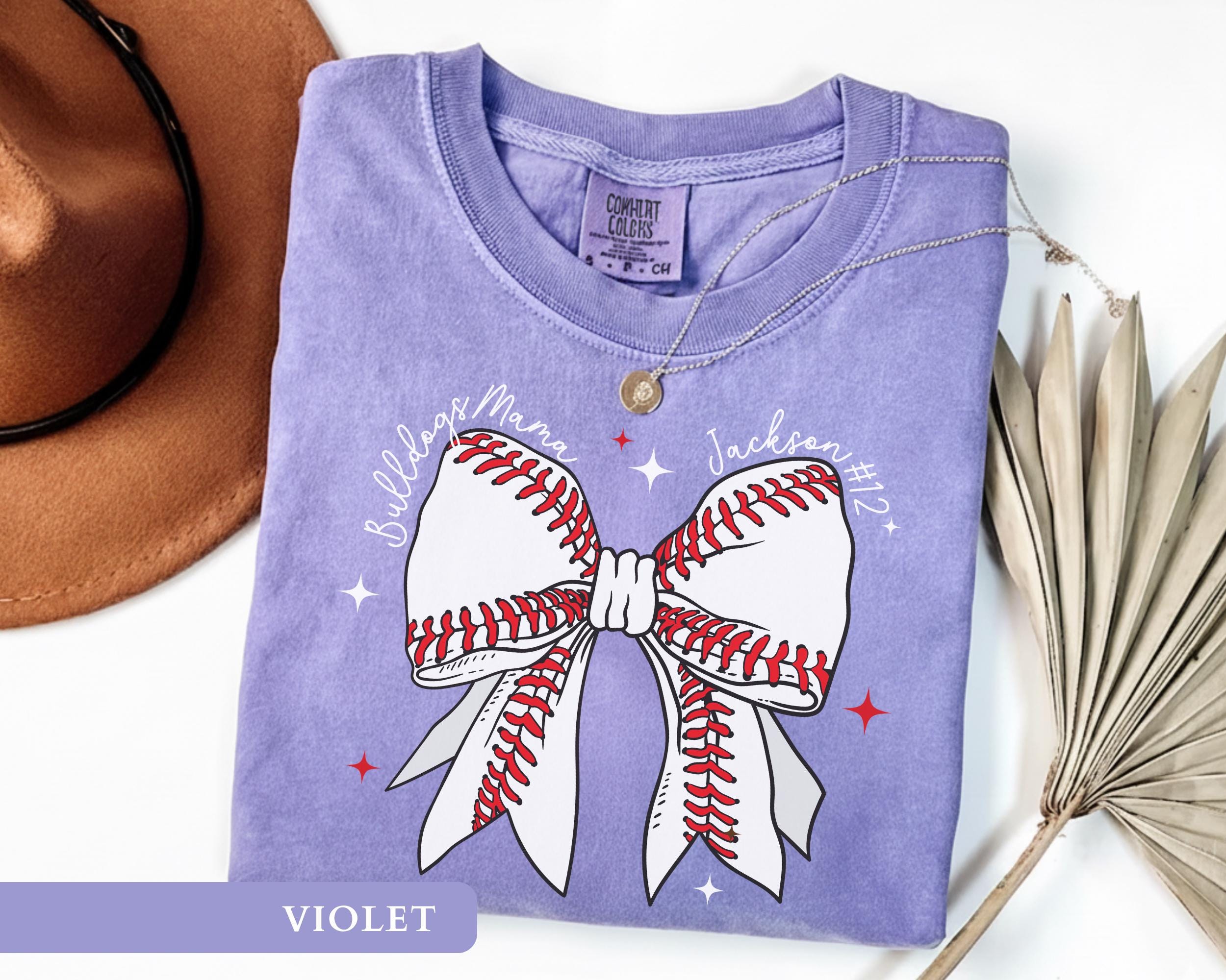 Custom Baseball Mom Shirt Personalized Coquette Baseball Bow Tee Custom Team Name Tshirts Game Day Outfit Trendy Women's Baseball Shirts