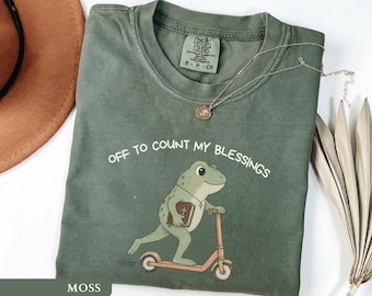 Comfort Colors® T-shirt « Je vais compter mes bénédictions » - T-shirt grenouille chrétienne humoristique - T-shirt mignon sur la foi - Cadeau pour les amoureux de Jésus - T-shirt inspiré par la foi - T-shirt pour l'étude biblique