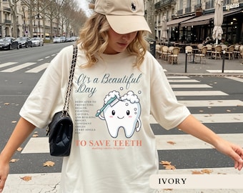 Cute Pediatric Dental Shirt Beautiful Day To Save Teeth Tee Pediatric Dentist Gift Rdh Squad Apparel Dental Hygienist Gifts Dental Students