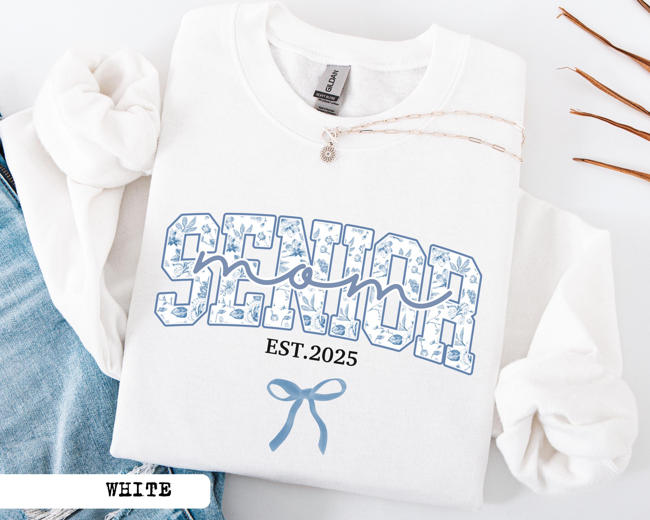 Senior Mom Coquette Bow Chinoiserie Sweatshirt, Senior Mama Crewneck 2025, Family Matching Graduation, Senior Mom Tee, Senior Mom Graduation