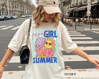 Comfort Colors® Pregnant Girl Summer Shirt Retro Maternity Tee Coastal Pregnancy Reveal Top New Mom To Be Tshirt Groovy Expecting Mom Gifts