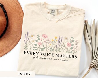 Every Voice Matters Shirt SLP Speech Language Pathologist Tee Wildflower Inclusion Top SPED Teacher Different Blooms Shirt Gift For Women