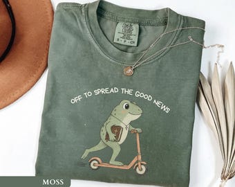 Off To Spread The Good News Shirt Funny Christian Frog Tee Cute Faith Tshirt Jesus Lover Gift Church Womens Christianity Shirt Faith Tshirt
