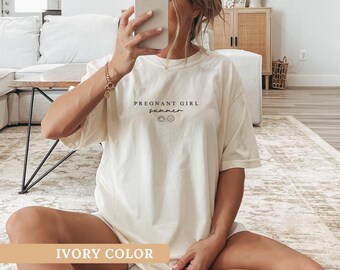 Comfort Colors® Pregnant Girl Summer Shirt, Cute Mom to Be Shirt, Beach Pregnancy Announcement Tee, Mother&#39;s Day Gifts, Gender Reveal Gifts