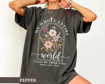 Calls Me Nana Shirt Custom Grandma Tee Personalized Grandkids Names Tshirt Floral Mothers Day Family Gift Cute Nana Birthday Gift Gigi Shirt