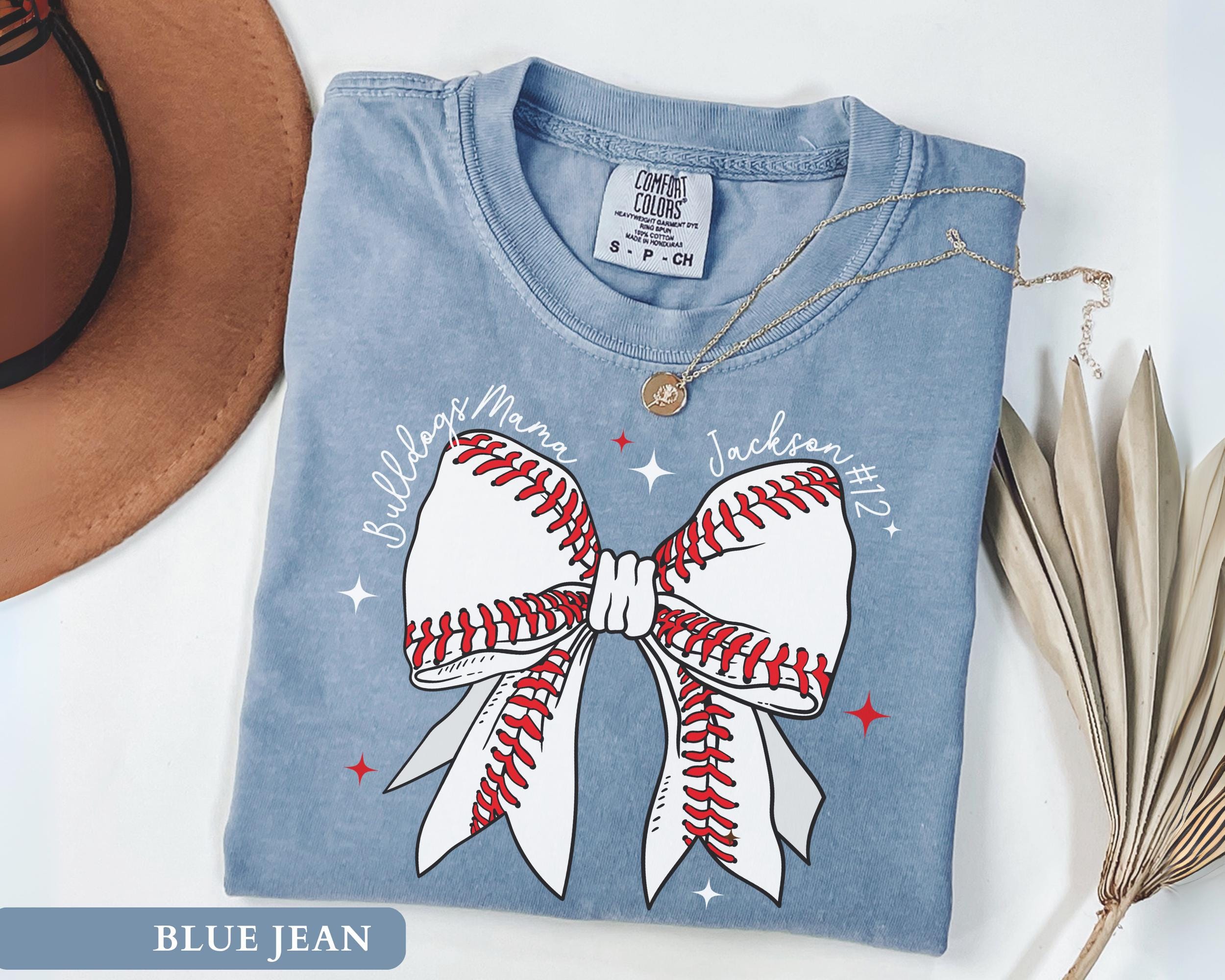 Custom Baseball Mom Shirt Personalized Coquette Baseball Bow Tee Custom Team Name Tshirts Game Day Outfit Trendy Women's Baseball Shirts