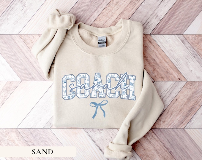 Personalized Coach Sweatshirt Custom Coach Sweaters Coach Shirt Women Coach Name Shirt Coach Game Day Tshirt Cheer Coach Crewneck Team Gift