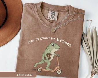 Comfort Colors® Off To Count My Blessings Shirt Funny Christian Frog Tee Cute Faith Tshirt Jesus Lover Gift Faith Based Tee Bible Study Tee