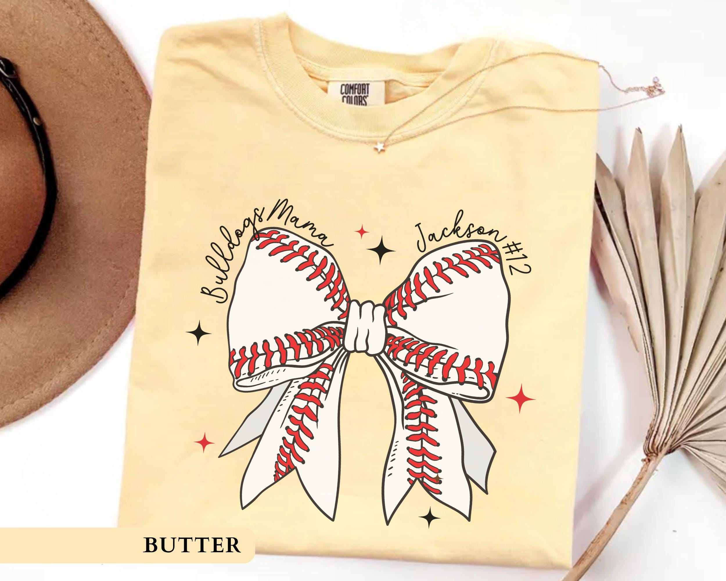 Custom Baseball Mom Shirt Personalized Coquette Baseball Bow Tee Custom Team Name Tshirts Game Day Outfit Trendy Women's Baseball Shirts