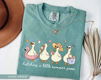 Hatching A Little Summer Goose Shirt Funny Pregnancy Reveal Tee Summer Babymoon Outfit Silly Goose Baby Announcement Shirt Mom to Be Tshirt