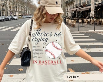There's No Crying In Baseball Shirt Funny Baseball Mom Tee Travel Ball Tshirts Vintage Sports Apparel Game Day Gifts Retro Baseball Fan Tee