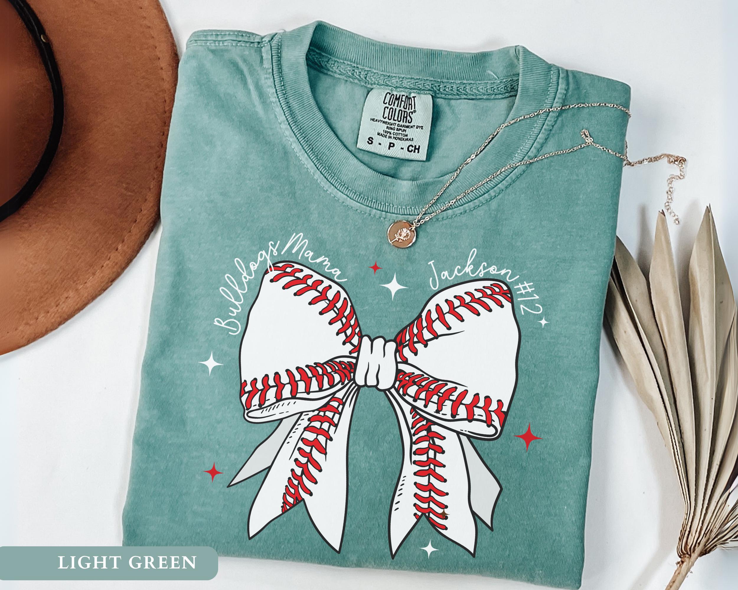 Custom Baseball Mom Shirt Personalized Coquette Baseball Bow Tee Custom Team Name Tshirts Game Day Outfit Trendy Women's Baseball Shirts