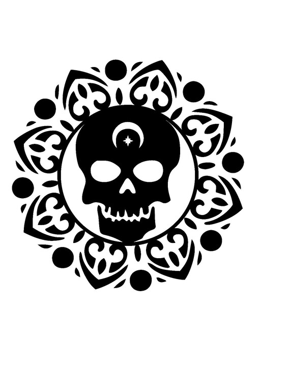 Download Skull mandala moon crescent wiccan pagan SVG Instant | Etsy