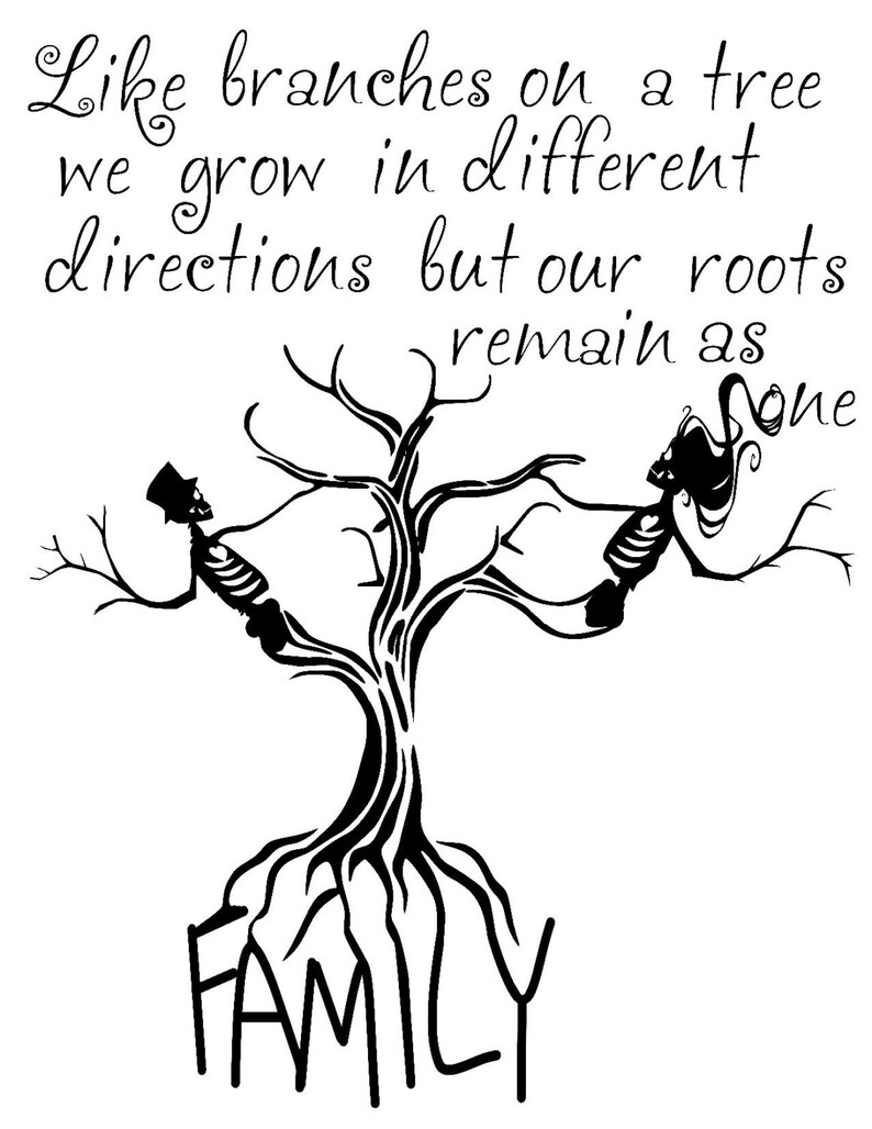 Download Family skeleton tree root quote poe goth daisy skull SVG ...