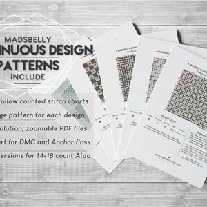 Four Cross Stitch Patterns Continuous Designs 1-4 image 2