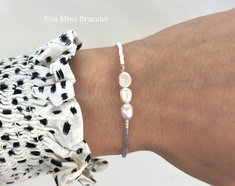 Bracciale con perline bianche e blu, braccialetto per donne, braccialetto regalo, braccialetto di perle con perline Miyuki, braccialetto di perle