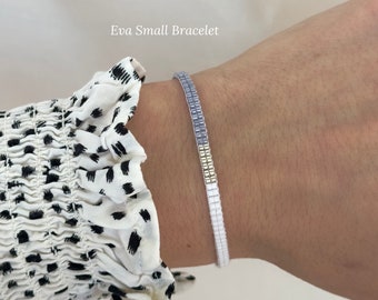 Elegant Beaded Bracelet for Women Gift Bracelet White Silver and Blue Bracelet Gift for Women Handmade Beaded Jewelry